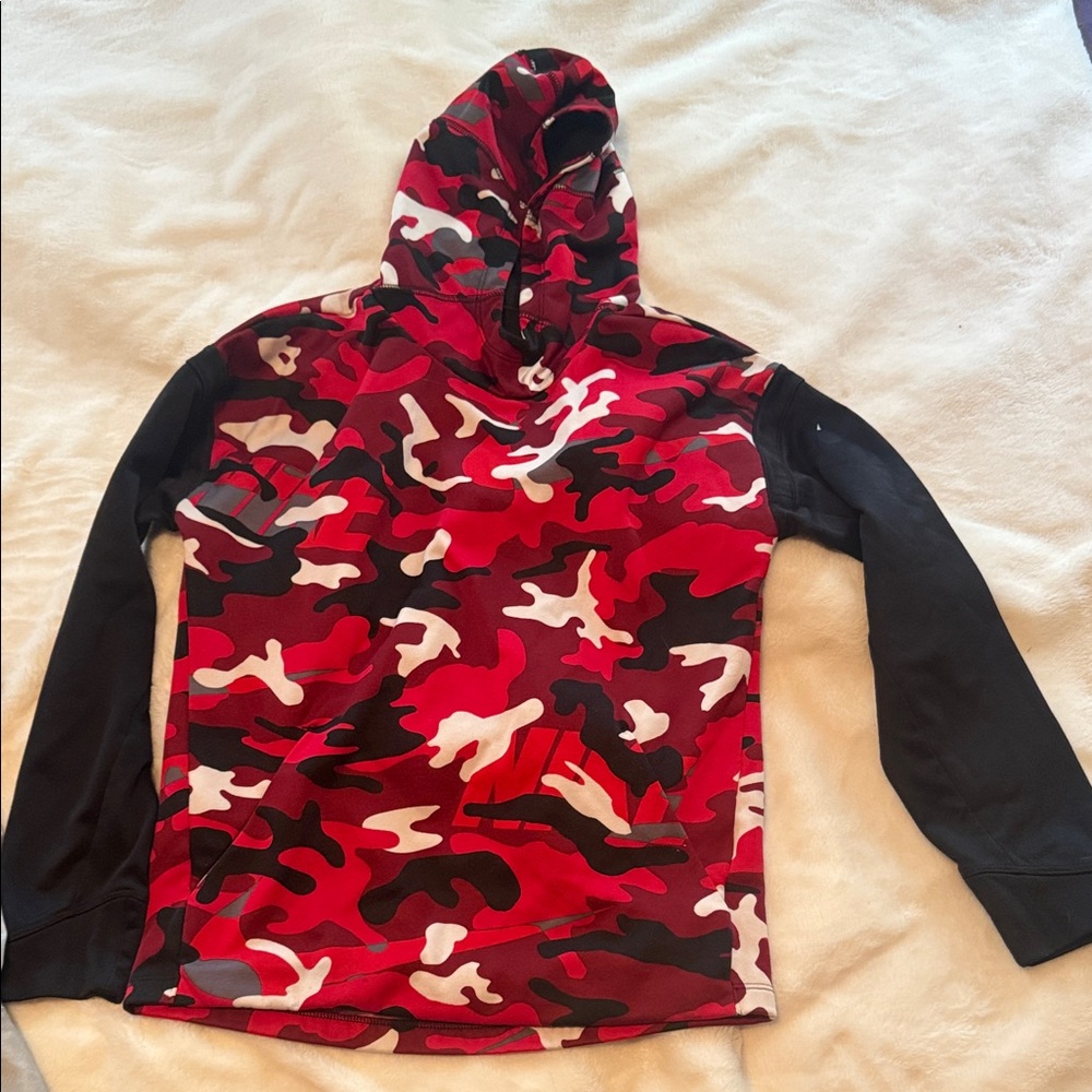 Nike Red and Black Camo Hoodie